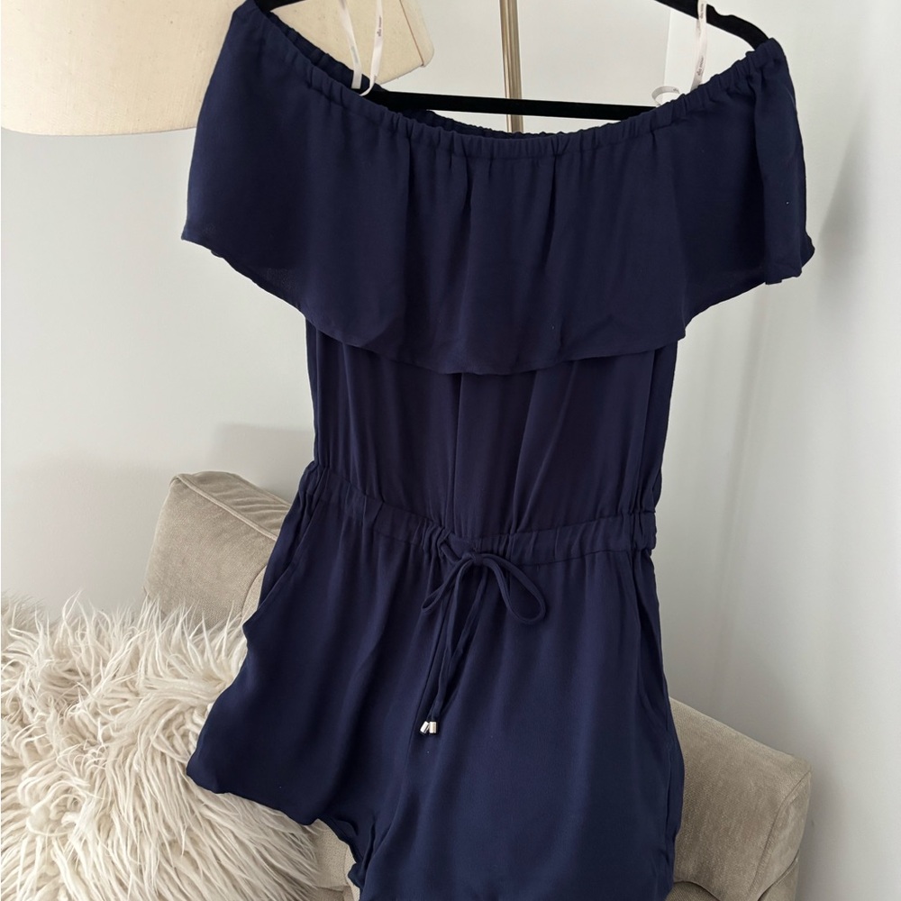 Ella Moss Navy Off-Shoulder Romper